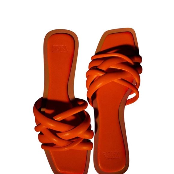ZARA FLAT STRAPPY SANDALS ORANGE SIZE 7.5   3619/911/070 - Picture 5 of 5